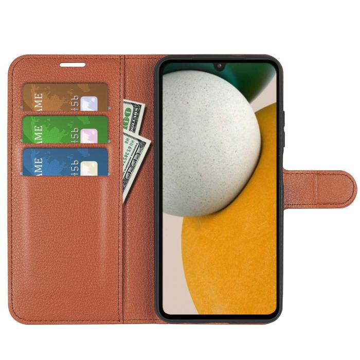 Bild 2,  Samsung Galaxy A15 5G Fodral Litchi Läder Brun - Teknikhallen.se