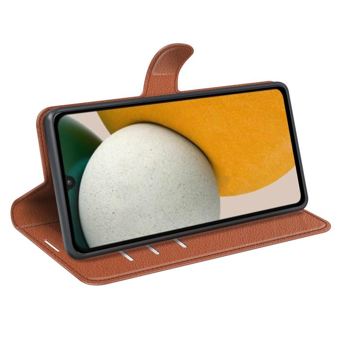 Bild 3,  Samsung Galaxy A15 5G Fodral Litchi Läder Brun - Teknikhallen.se