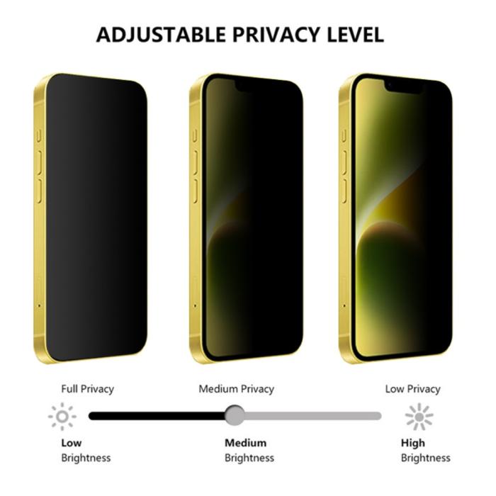 Bild 4, RURIHAI RURIHAI iPhone 15 Skärmskydd Härdat Glas Privacy - Teknikhallen.se