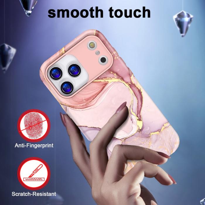 Bild 2,  iPhone 17 Pro Skal Hybrid Med Marmor Tryck Rosa - Teknikhallen.se