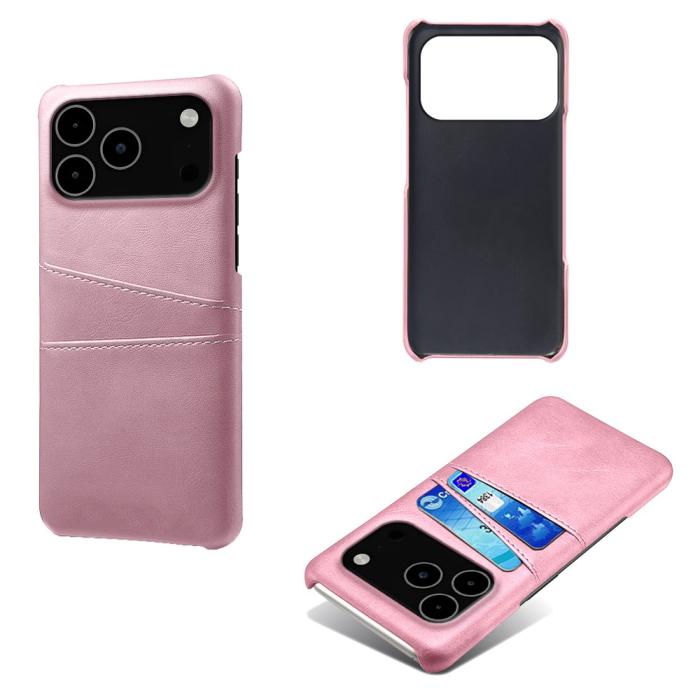 Bild 2,  iPhone 17 Pro Max Skal Med Kortfack Läder Roséguld - Teknikhallen.se