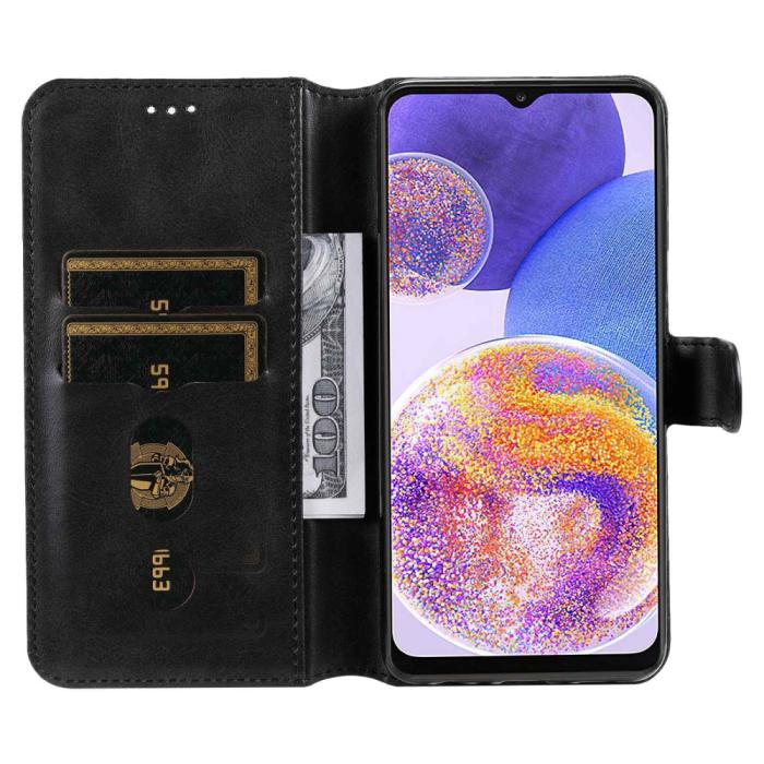 Bild 2,  Samsung Galaxy A23 5G Fodral Klassiskt Läder Svart - Teknikhallen.se