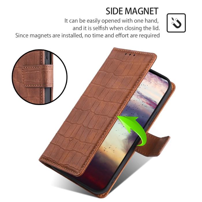 Bild 5,  Samsung Galaxy S23 Ultra Fodral Krokodil Textur Brun - Teknikhallen.se
