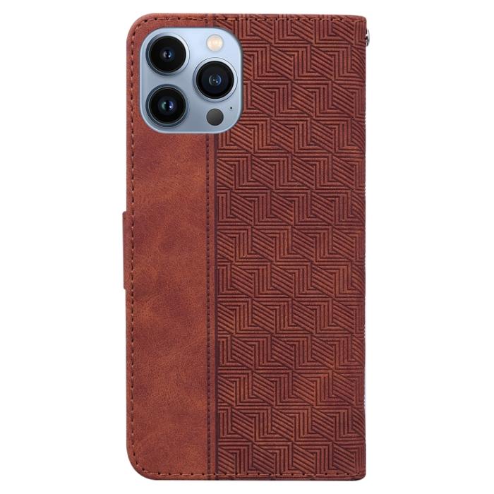 Bild 3,  iPhone 14 Pro Max Fodral Geometrisk Läder Brun - Teknikhallen.se