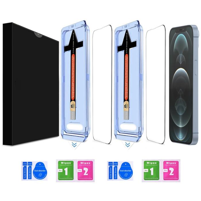 Bild 2,  iPhone 12 Pro Max 2-PACK Skärmskydd Heltäckande Härdat Glas - Teknikhallen.se