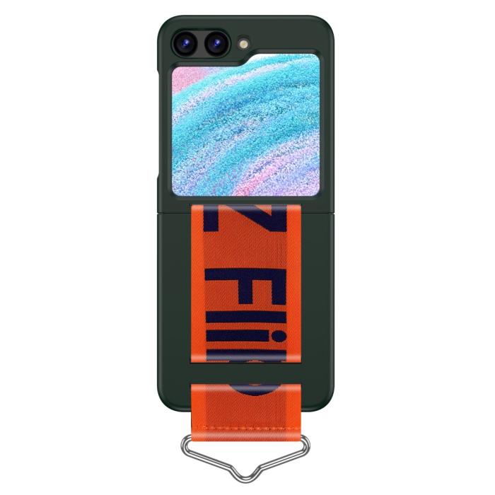 Bild 2,  Samsung Galaxy Z Flip 5 Skal Bälte Mörk Grön/Orange - Teknikhallen.se