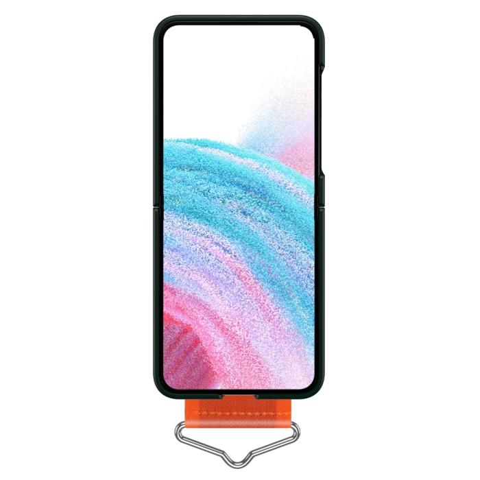 Bild 3,  Samsung Galaxy Z Flip 5 Skal Bälte Mörk Grön/Orange - Teknikhallen.se