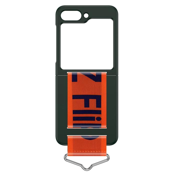Bild 4,  Samsung Galaxy Z Flip 5 Skal Bälte Mörk Grön/Orange - Teknikhallen.se