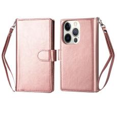  iPhone 13 Pro Max - 9-Korts 2in1 Magnet Fodral / Skal - Ros&eacute;guld - Teknikhallen.se
