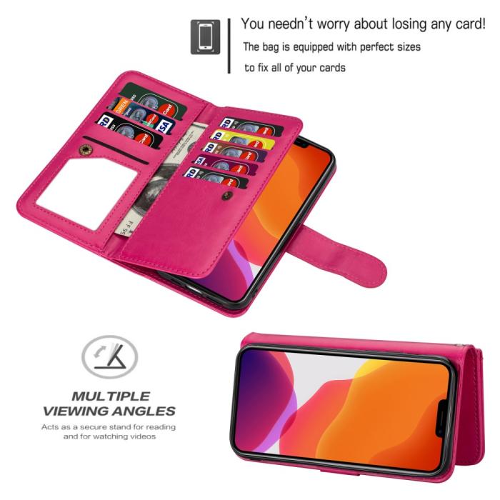 Bild 2,  iPhone 13 Pro Max - 9-Korts 2in1 Magnet Fodral / Skal - Rosa - Teknikhallen.se
