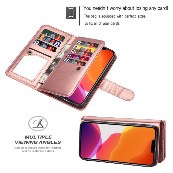 Bild 2,  iPhone 13 Pro Max - 9-Korts 2in1 Magnet Fodral / Skal - Roséguld - Teknikhallen.se