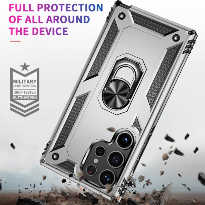 Bild 2,  Samsung Galaxy S24 Ultra Skal Ring Hybrid Armor Silver - Teknikhallen.se