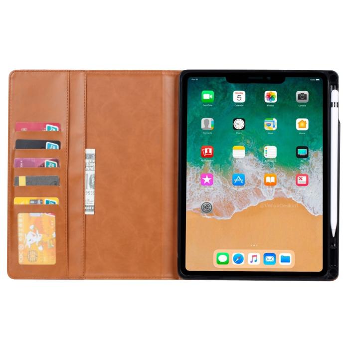 Bild 4,  iPad Mini 2024/2021 Fodral Pennhållare Och Frontficka Brun - Teknikhallen.se