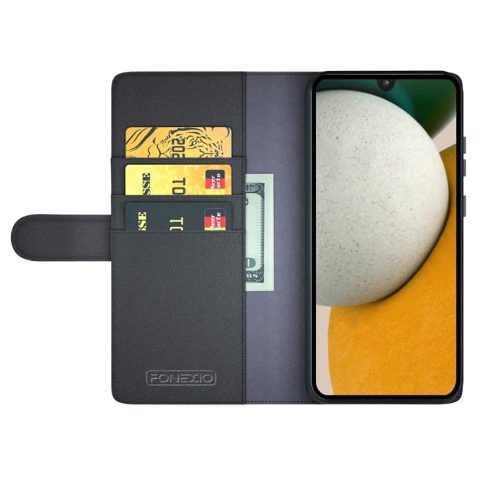 Bild 2,  Samsung Galaxy A15 5G Fodral Premium Äkta Läder Svart - Teknikhallen.se