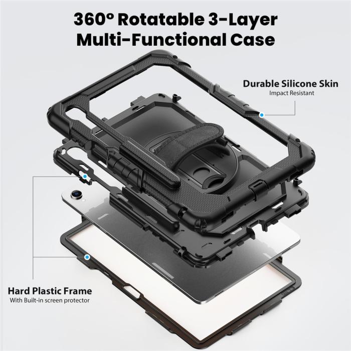 Bild 3,  Galaxy Tab S11 Skal 360 Shockproof Hybrid Kickstand Svart - Teknikhallen.se
