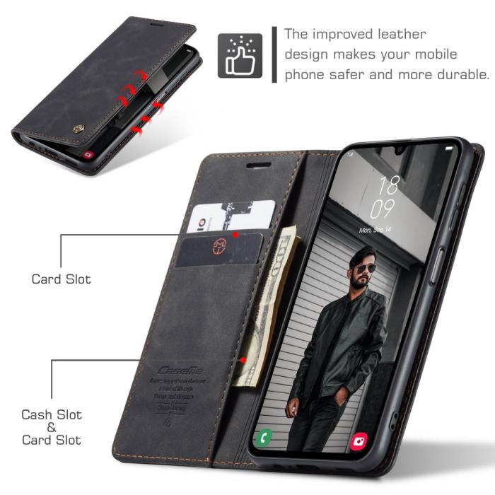 Bild 5, CASEME CASEME Samsung Galaxy A16 Fodral Flip Retro Läder Svart - Teknikhallen.se