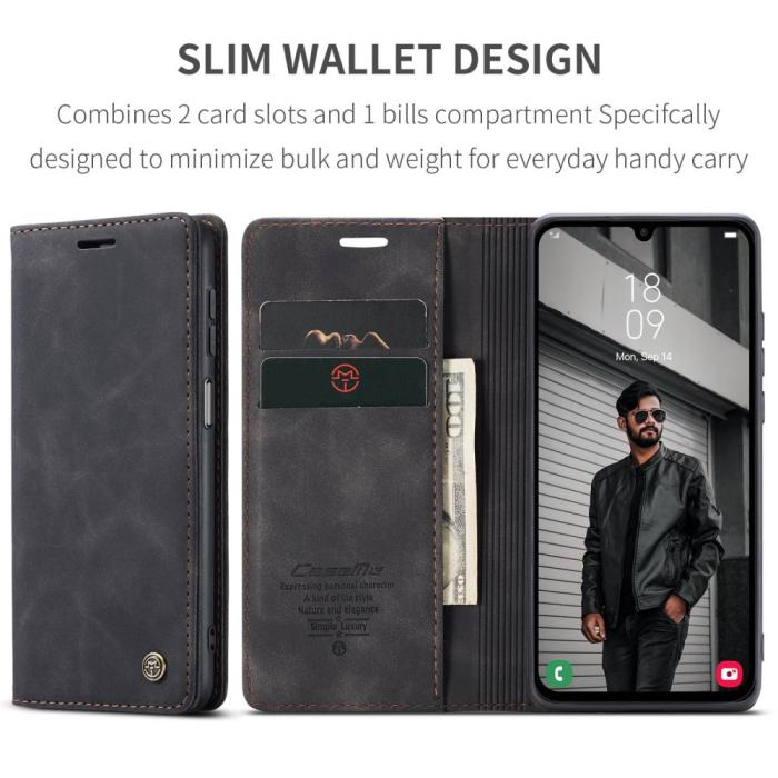 Bild 6, CASEME CASEME Samsung Galaxy A16 Fodral Flip Retro Läder Svart - Teknikhallen.se