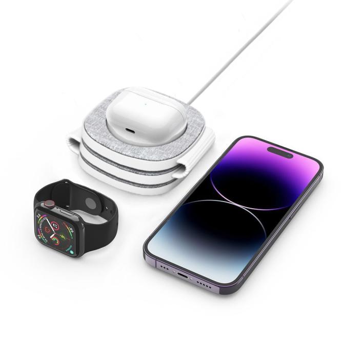 Bild 5, Tech-Protect Tech-Protect 15W 3in1 Magnetisk MagSafe Qi Laddare Grå - Teknikhallen.se