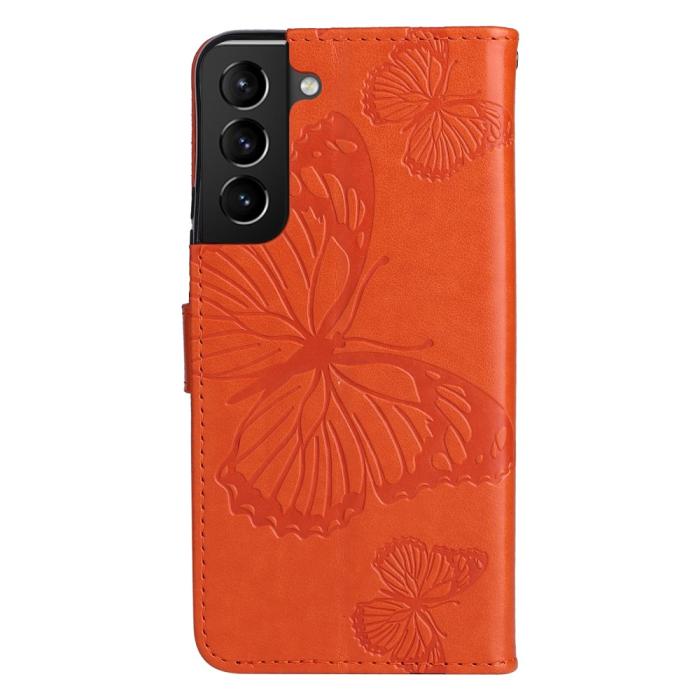 Bild 4,  Samsung Galaxy S22 Plus Fodral Fjärilar Tryckt Läder Orange - Teknikhallen.se