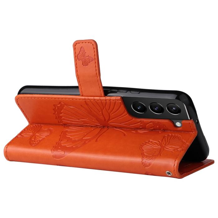 Bild 6,  Samsung Galaxy S22 Plus Fodral Fjärilar Tryckt Läder Orange - Teknikhallen.se
