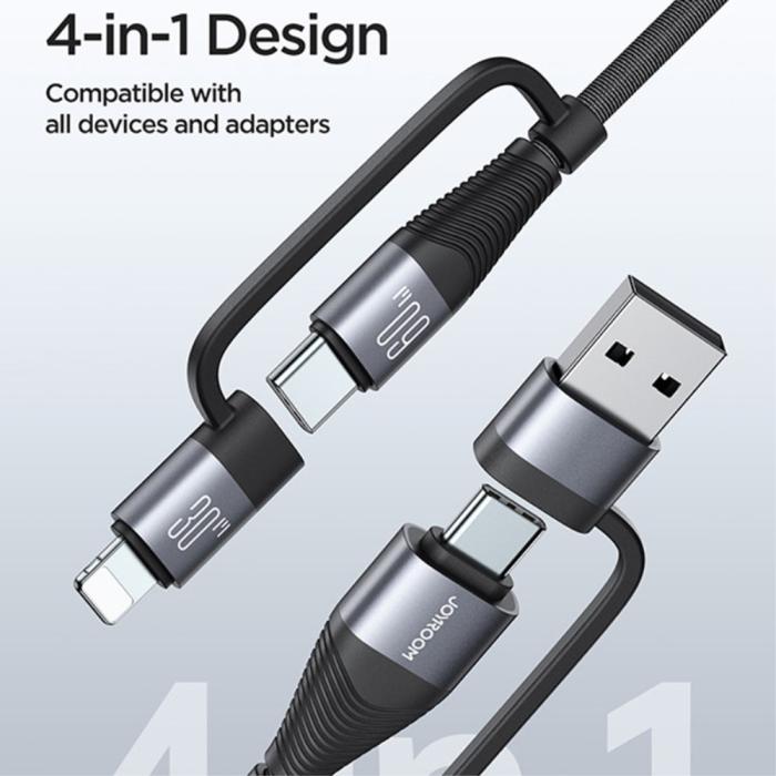 Bild 2, JOYROOM Joyroom 1.2 m 4in1 USB-C/USB-A - USB-C / Lightning Svart - Teknikhallen.se