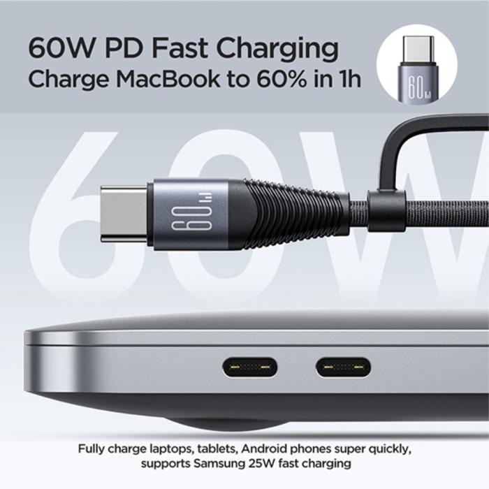 Bild 3, JOYROOM Joyroom 1.2 m 4in1 USB-C/USB-A - USB-C / Lightning Svart - Teknikhallen.se