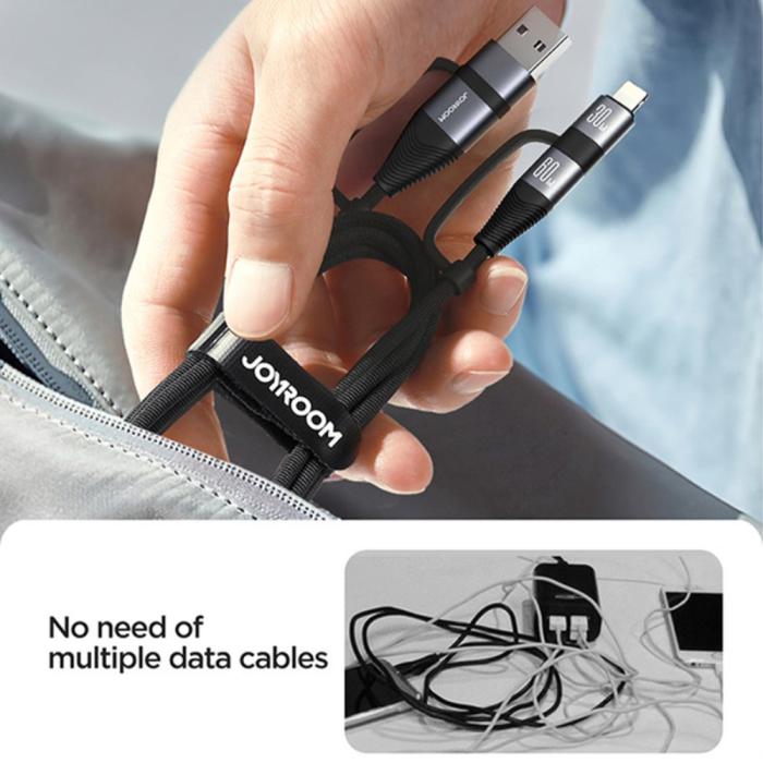 Bild 5, JOYROOM Joyroom 1.2 m 4in1 USB-C/USB-A - USB-C / Lightning Svart - Teknikhallen.se