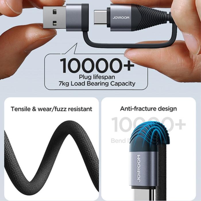 Bild 6, JOYROOM Joyroom 1.2 m 4in1 USB-C/USB-A - USB-C / Lightning Svart - Teknikhallen.se