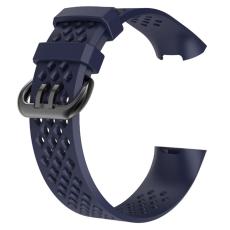  Ih&aring;ligt Silikon Armband Fitbit Charge 4/3 (L) M&ouml;rk Bl&aring; - Teknikhallen.se