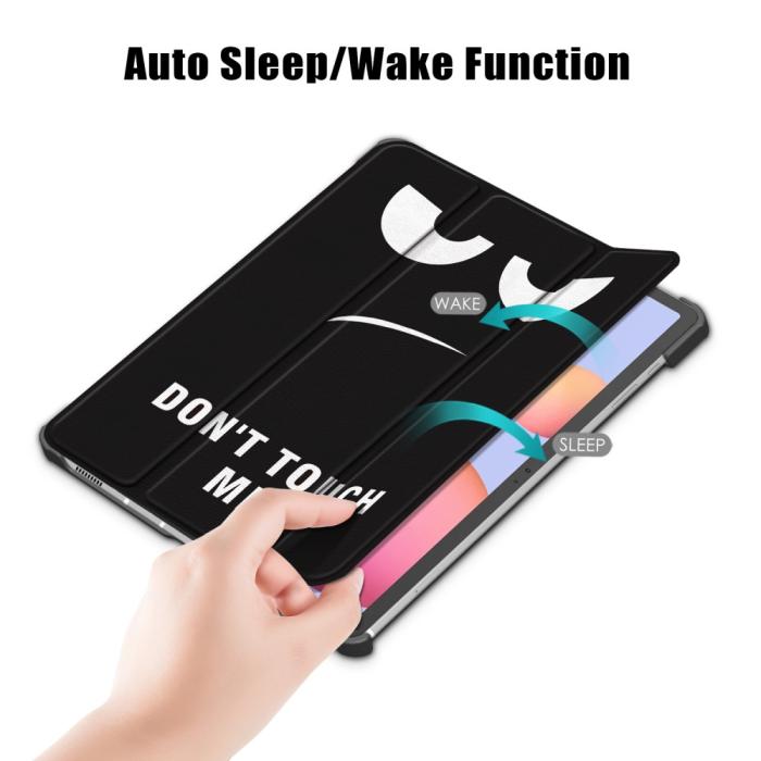 Bild 3,  Galaxy Tab S7 FE/S7 Plus/S8 Plus Tri-Fold Läder Fodral Dont Touch Me - Teknikhallen.se