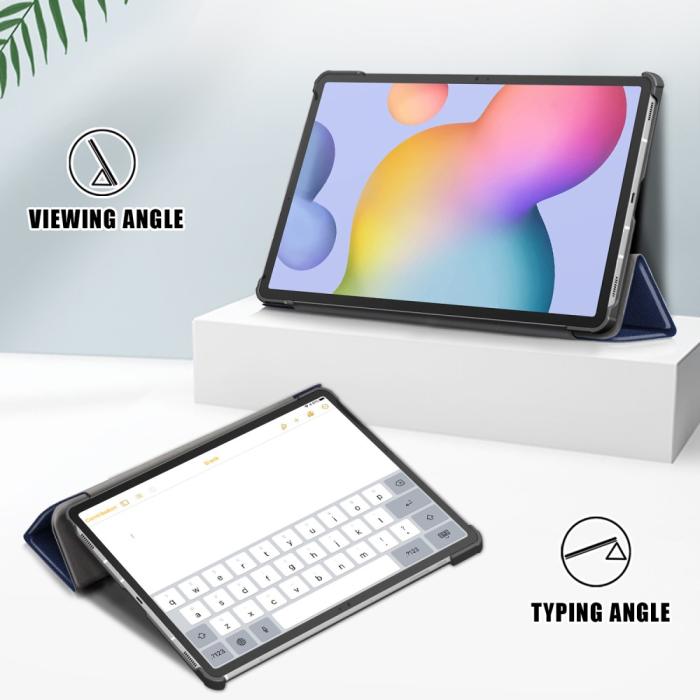 Bild 2,  Galaxy Tab S7 FE/S7 Plus/S8 Plus Tri-Fold Läder Fodral Blå - Teknikhallen.se