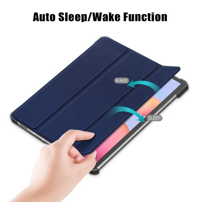 Bild 3,  Galaxy Tab S7 FE/S7 Plus/S8 Plus Tri-Fold Läder Fodral Blå - Teknikhallen.se