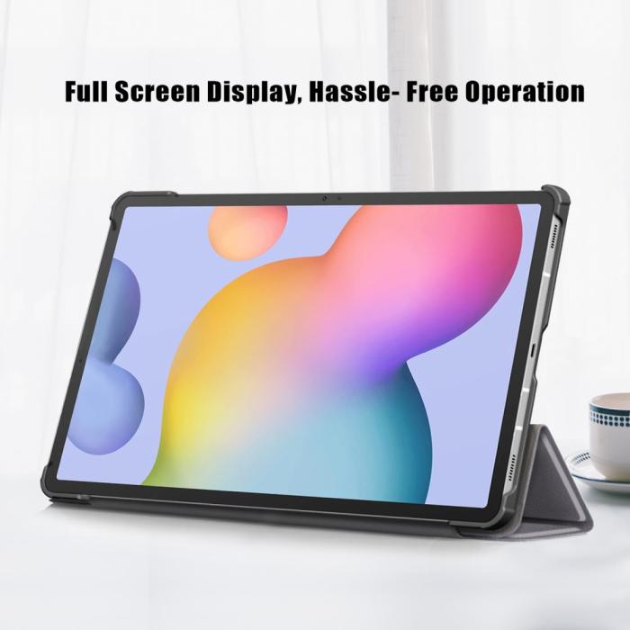 Bild 5,  Galaxy Tab S7 FE/S7 Plus/S8 Plus Tri-Fold Läder Fodral Grå - Teknikhallen.se