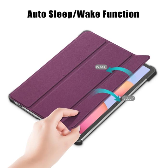 Bild 3,  Galaxy Tab S7 FE/S7 Plus/S8 Plus Tri-Fold Läder Fodral Lila - Teknikhallen.se