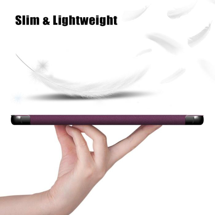 Bild 4,  Galaxy Tab S7 FE/S7 Plus/S8 Plus Tri-Fold Läder Fodral Lila - Teknikhallen.se