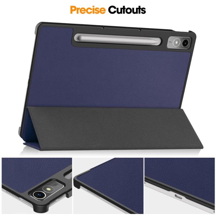 Bild 6,  Lenovo Tab P12 Fodral Tri-Fold Läder Mörk Blå - Teknikhallen.se