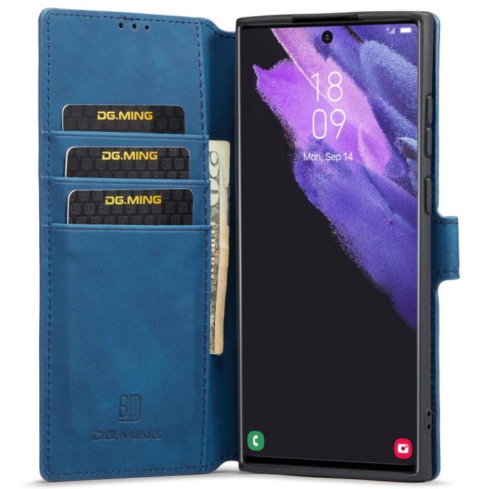 Bild 5, DG.MING DG.MING Samsung Galaxy S22 Ultra Fodral Retro Läder Blå - Teknikhallen.se