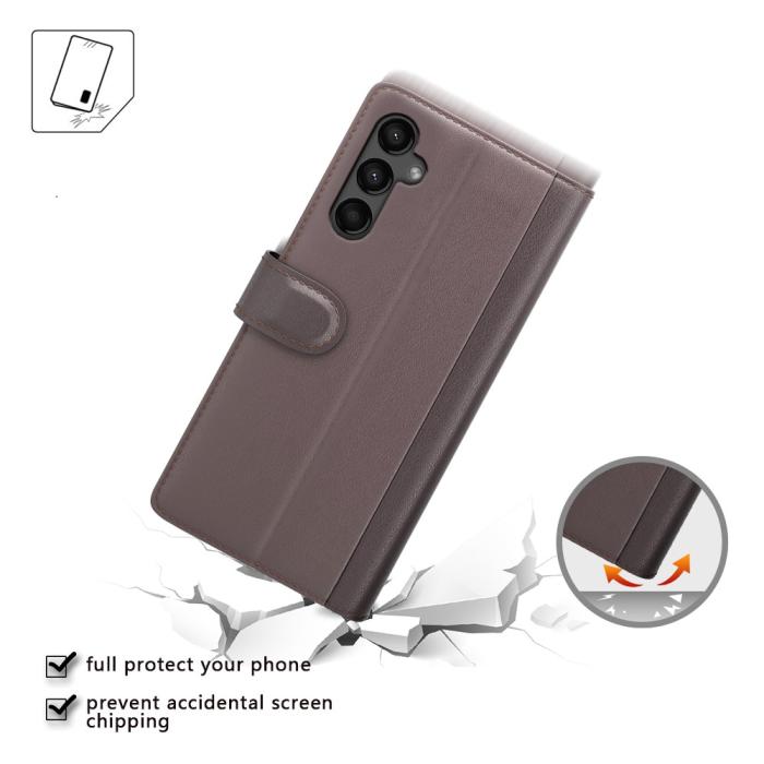 Bild 4,  Samsung Galaxy A15 5G Fodral Premium Äkta Läder Brun - Teknikhallen.se