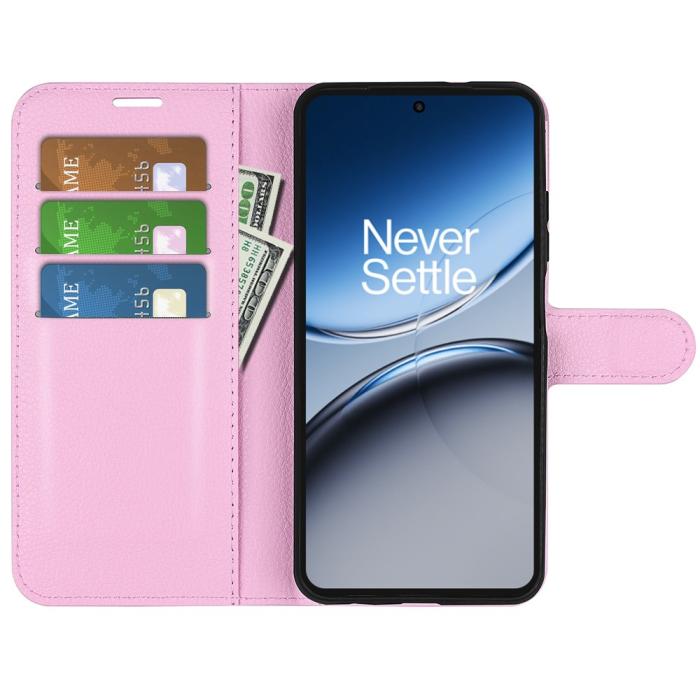 Bild 2,  OnePlus Nord 4 Fodral Litchi Läder Ljus Rosa - Teknikhallen.se