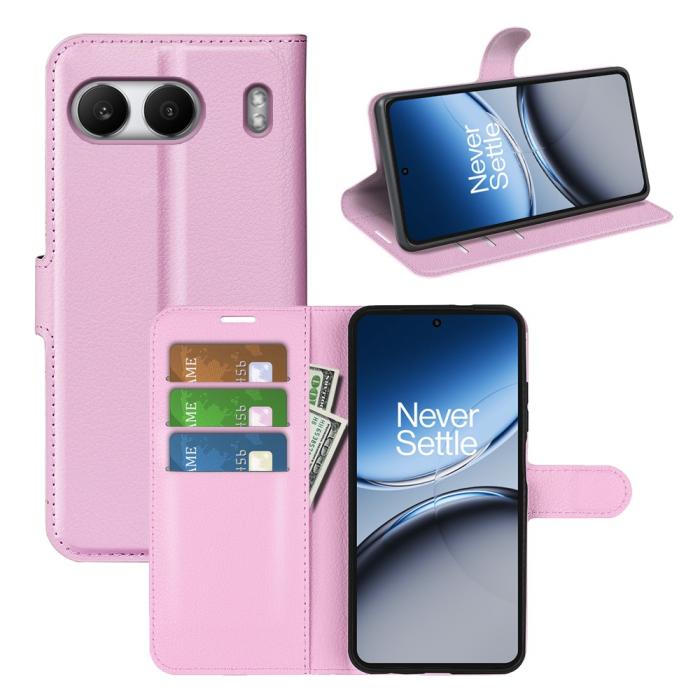 Bild 5,  OnePlus Nord 4 Fodral Litchi Läder Ljus Rosa - Teknikhallen.se