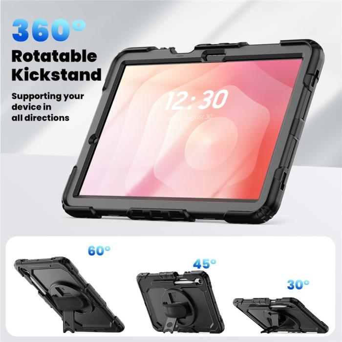 Bild 6,  Galaxy Tab S11 Skal 360 Shockproof Hybrid Kickstand Svart - Teknikhallen.se