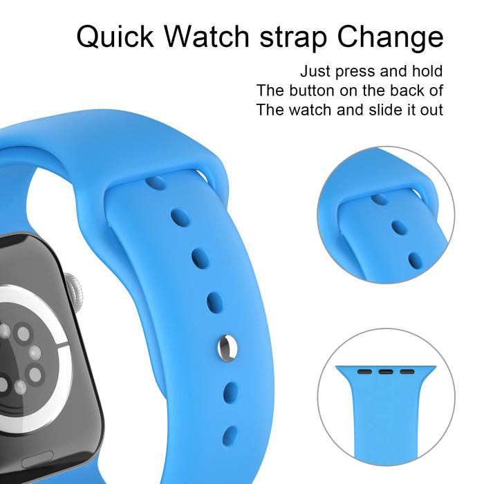 Bild 4, ColorPop Apple Watch 38/40/41/42 mm Silikon Armband (S/M) Blå - Teknikhallen.se