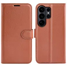  Samsung Galaxy S26 Ultra Fodral Litchi L&auml;der Brun - Teknikhallen.se