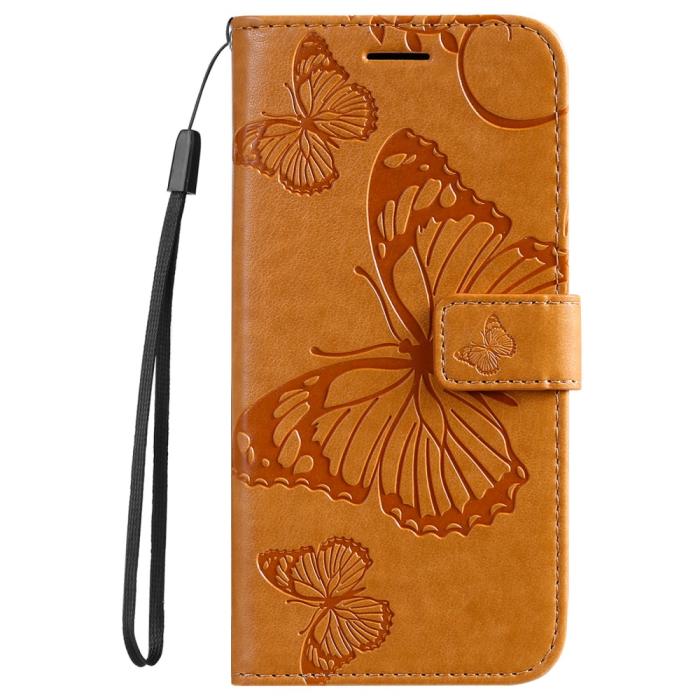 Bild 2,  Samsung Galaxy S22 Plus Fodral Fjärilar Tryckt Läder Ljus Brun - Teknikhallen.se