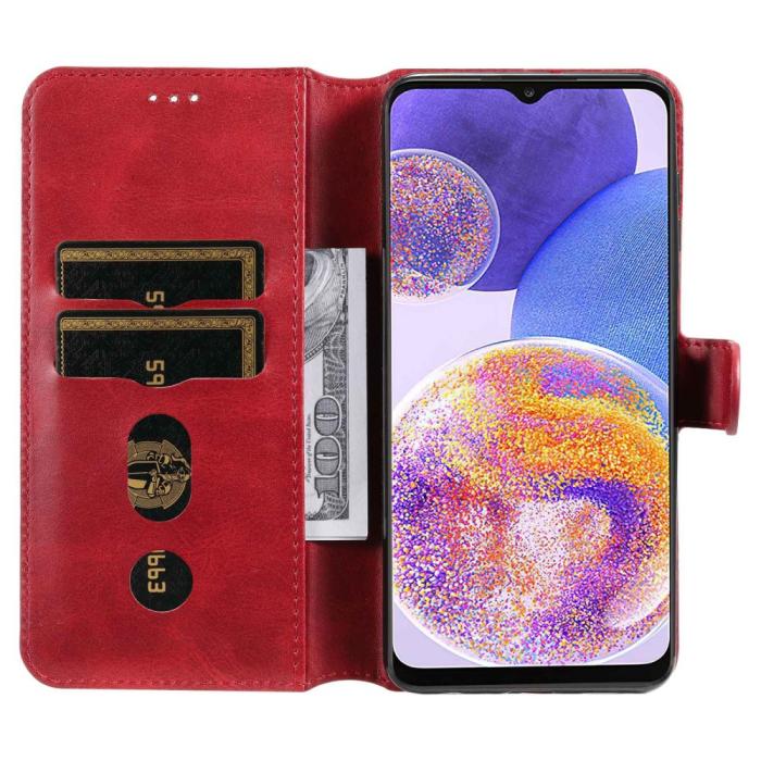 Bild 2,  Samsung Galaxy A23 5G Fodral Klassiskt Läder Röd - Teknikhallen.se