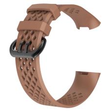  Ih&aring;ligt Silikon Armband Fitbit Charge 4/3 (L) Brun - Teknikhallen.se