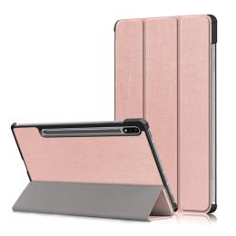  Galaxy Tab S7 FE/S7 Plus/S8 Plus Tri-Fold Läder Fodral Roséguld - Teknikhallen.se