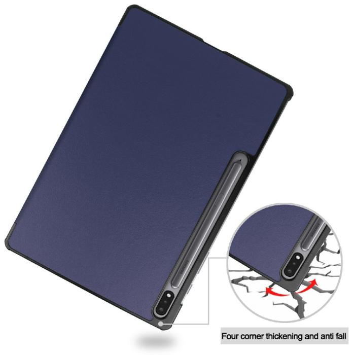Bild 2,  Samsung Galaxy Tab S7 FE / S7 Plus / S8 Plus Fodral Tri-Fold Mörk Blå - Teknikhallen.se