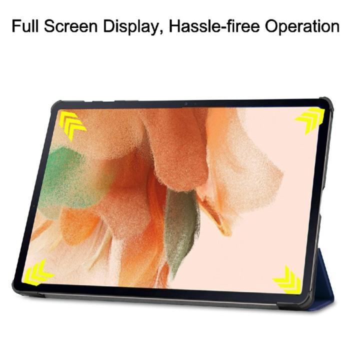 Bild 5,  Samsung Galaxy Tab S7 FE / S7 Plus / S8 Plus Fodral Tri-Fold Mörk Blå - Teknikhallen.se