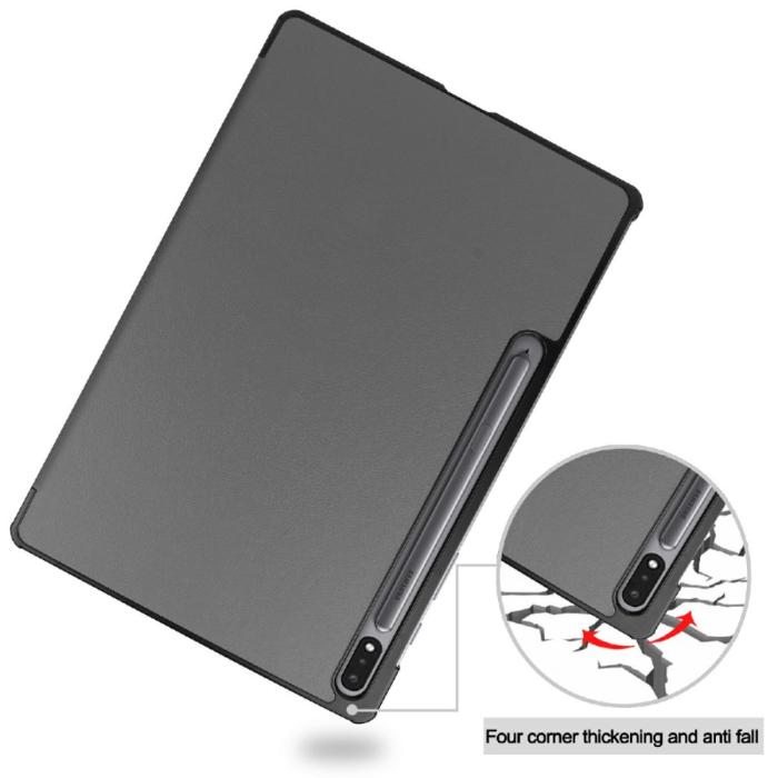 Bild 2,  Samsung Galaxy Tab S7 FE / S7 Plus / S8 Plus Fodral Tri-Fold Grå - Teknikhallen.se